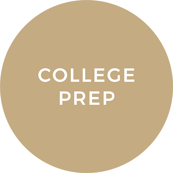 Tan Circle with the words 'College Prep'